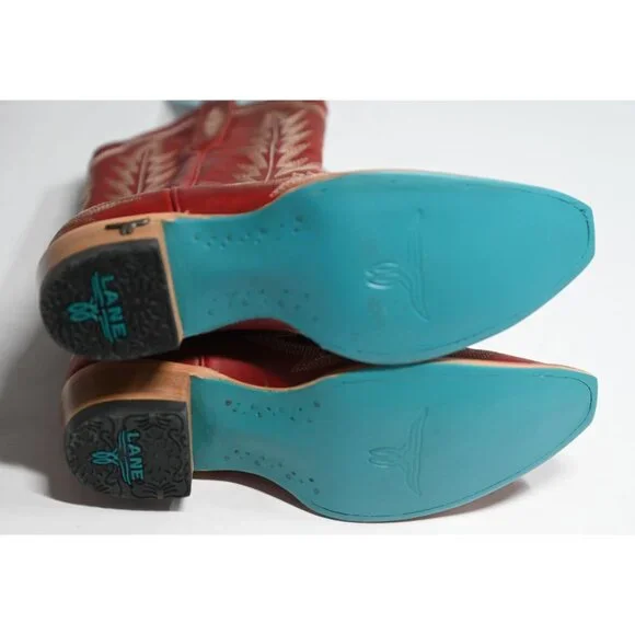 LANE Lexington Western Boots Snip Toe in Ruby Red - Picture 10 of 13